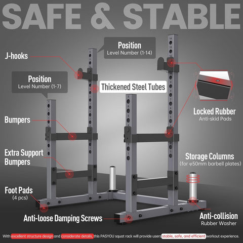 PASYOU SR30 Squat Rack For Home Gym